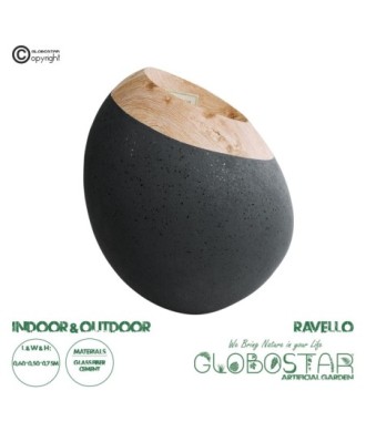 GloboStar® Artificial Garden RAVELLO 20747 Επιδαπέδιο Πολυεστερικό Τσιμεντένιο Κασπώ Γλάστρα - Flower Pot Μαύρο με Καφέ Μ60 x Π50 x Υ75cm